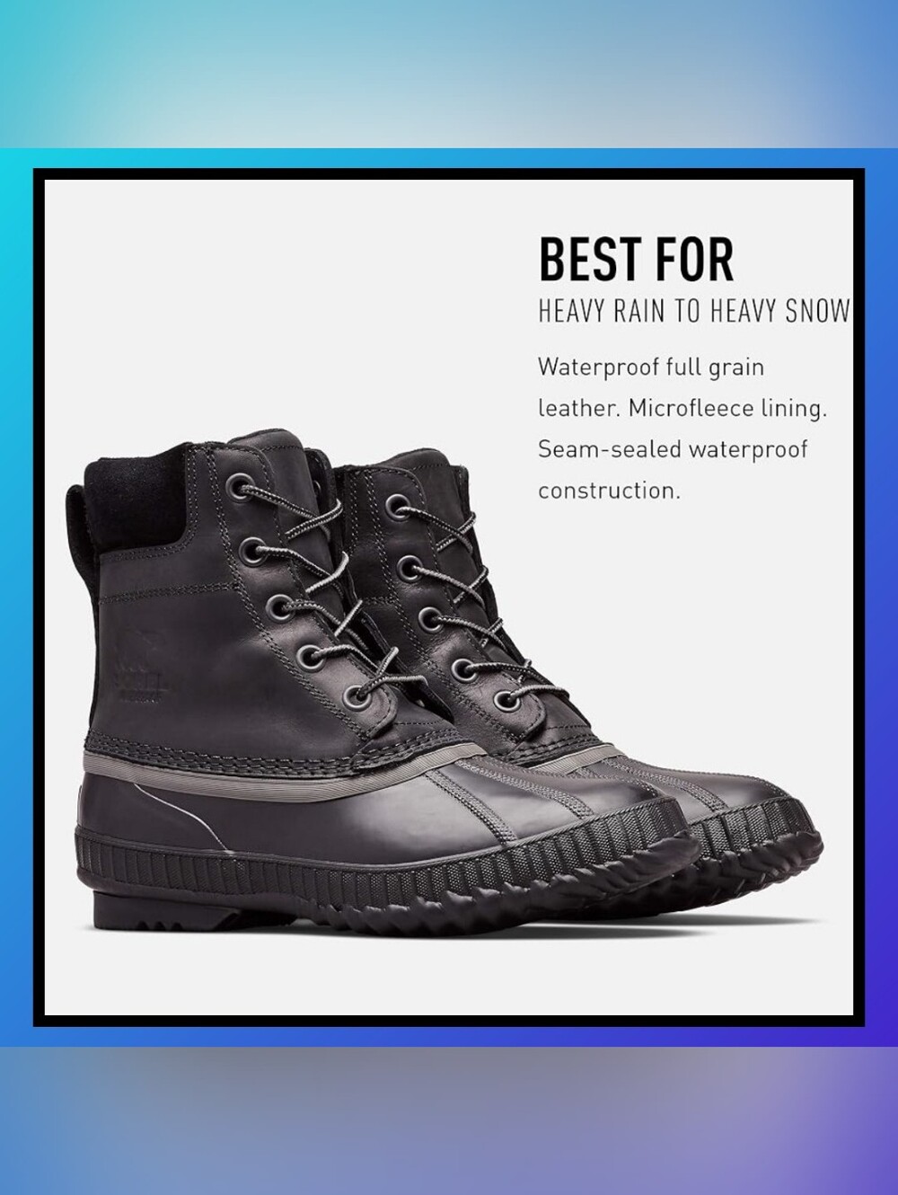 Mens Sorel Cheyanne II Black Waterproof Insulated Winter Snow Rain Duck Boots 11 - Picture 2 of 16